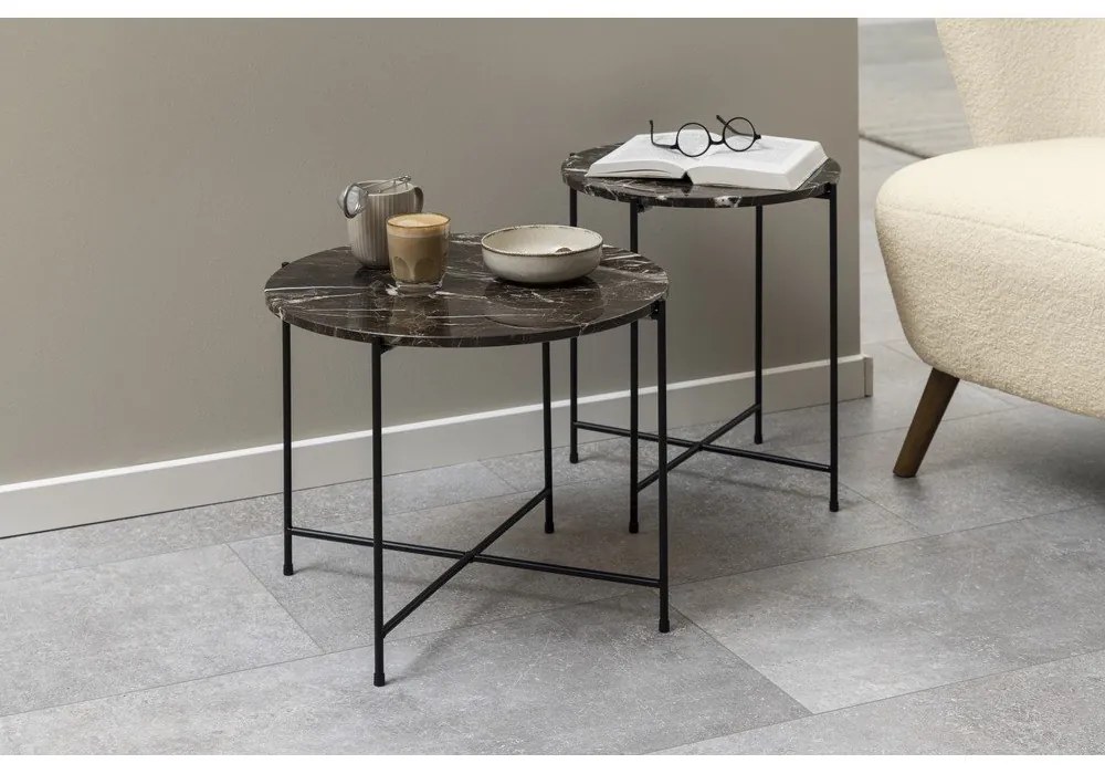 Măsuță auxiliară rotundă cu blat din marmură ø 52 cm Avila – Actona