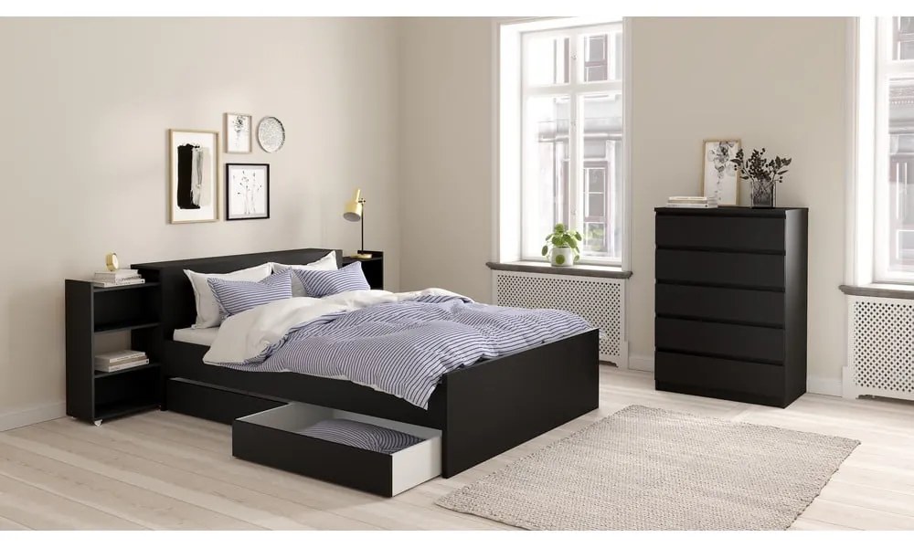 Pat matrimonial negru 160x200 cm Naia – Tvilum