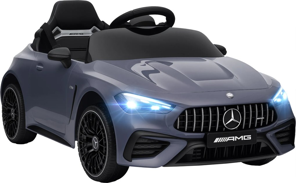 AIYAPLAY Mașină electrică pentru copii, design Mercedes, motoare 12V, telecomandă, lumini LED, muzică, pentru copii 3-6 ani, Gri | Aosom Romania