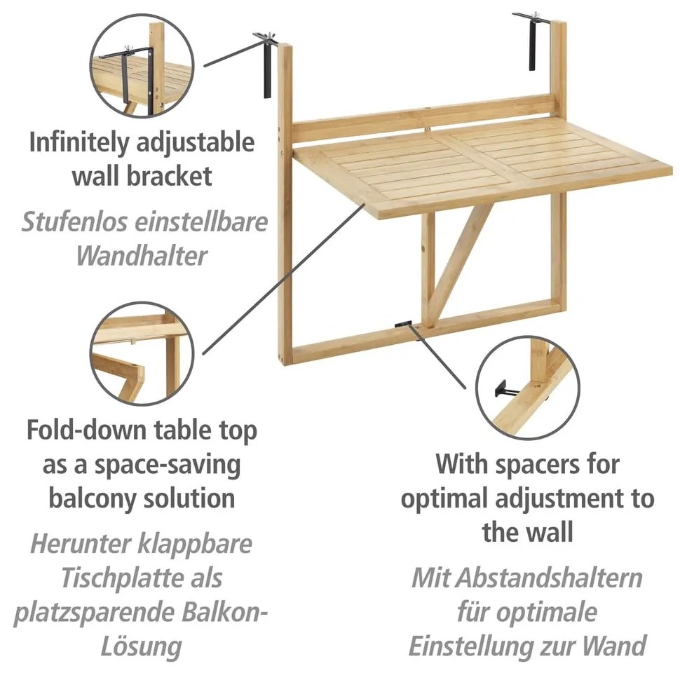 Măsuță de grădină din bambus 44x64 cm Waikiki – Wenko