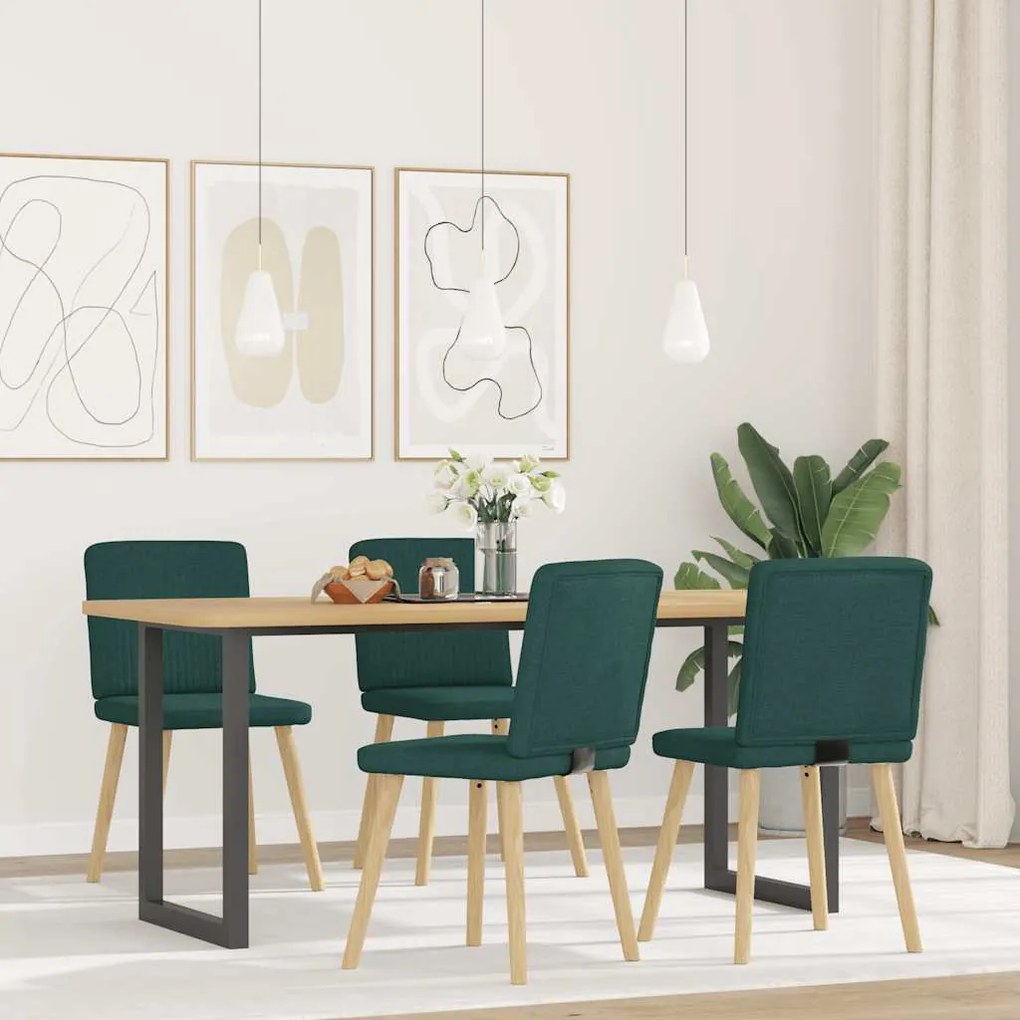 vidaXL Scaune de sufragerie 4 buc Tesatura verde inchis