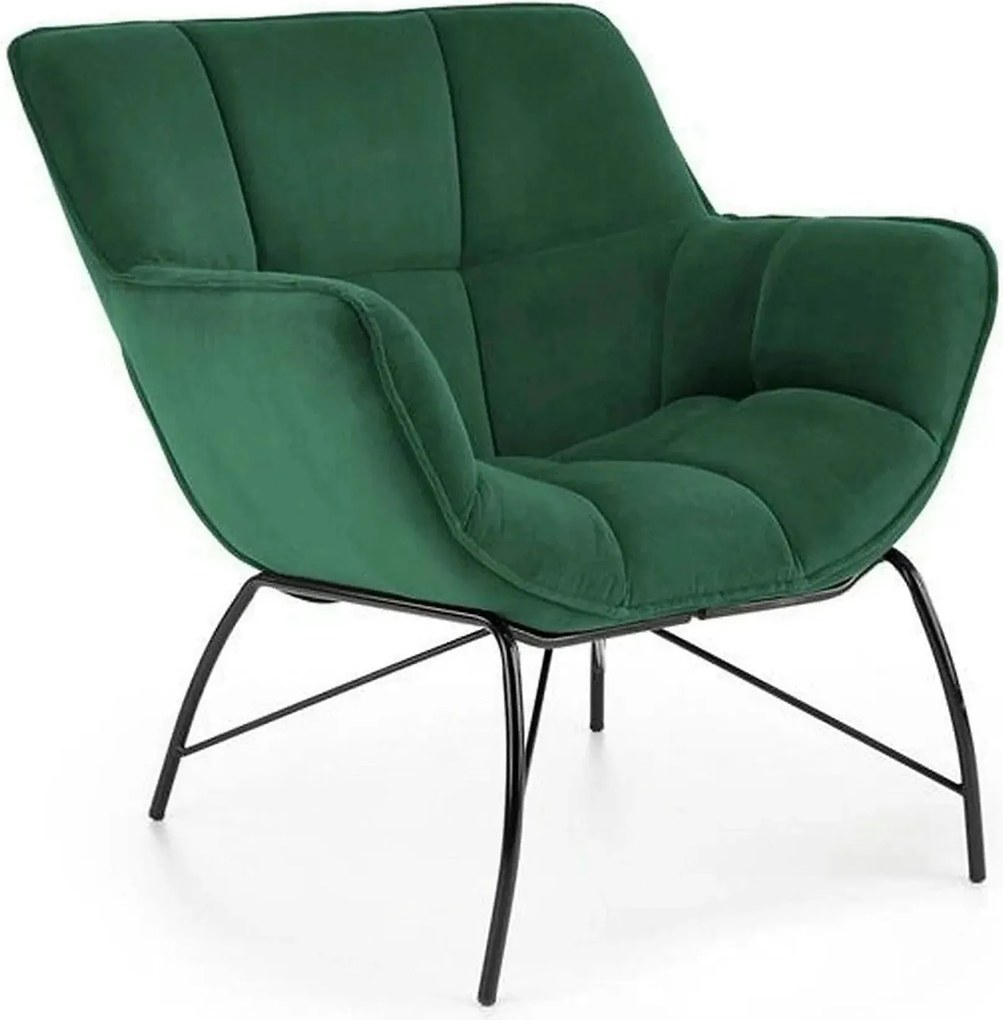 Fotoliu verde inchis BELTON, stofa catifelata/otel, 74x73x78 cm