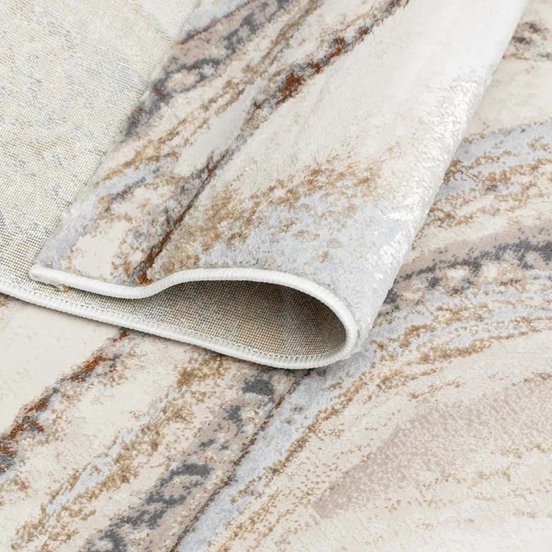 60x100 cm Covor premium Copper, 70% Polyester și 30% Polipropilenă, Design Modern, Crem/Auriu, Densitate 2500 gr/m2, EFHE7831003