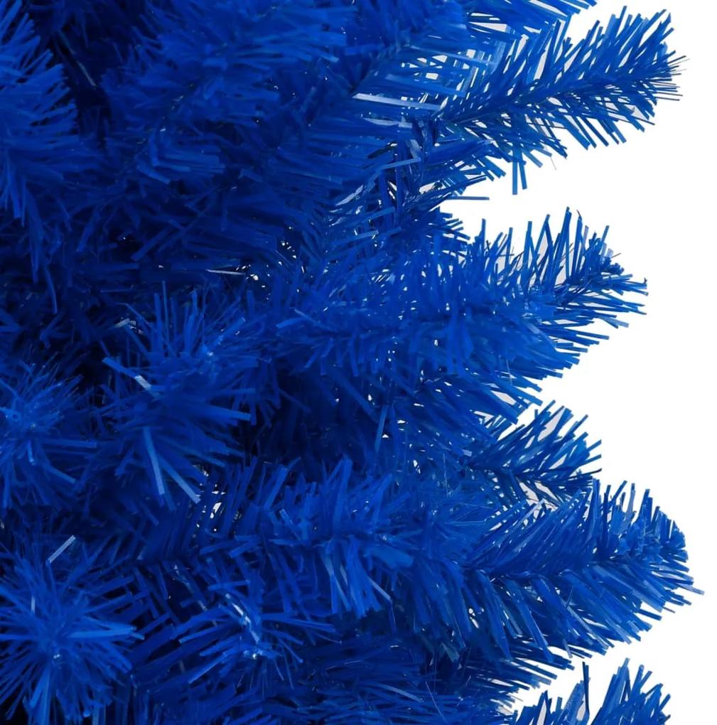 Brad de Craciun artificial LED-uri globuri albastru 120 cm PVC albastru si gri, 120 x 65 cm, 1