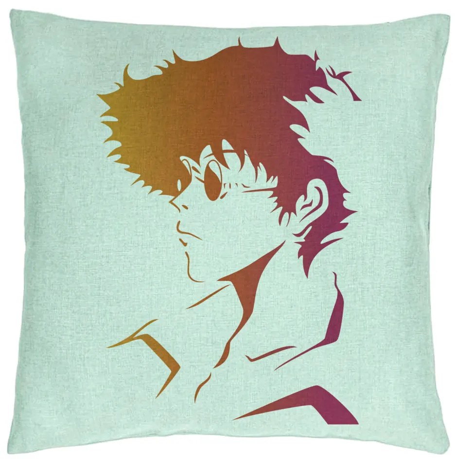 Perna Decorativa cu Cowboy Bebop 2, 40x40 cm, Verde Menta, Husa Detasabila, Burduf