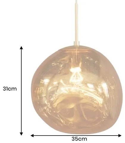 Lustra, Pendul modern cu glob sticla aurie LIQUID DIAMOND 35cm
