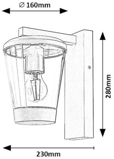Lampă de perete de exterior SAVANO 1xE27/40W/230V IP44 Rabalux 7266