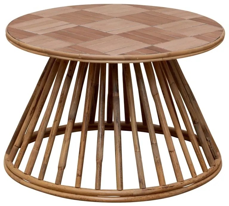 Masuta laterala din rattan si ceramica, roz, "Chandra"