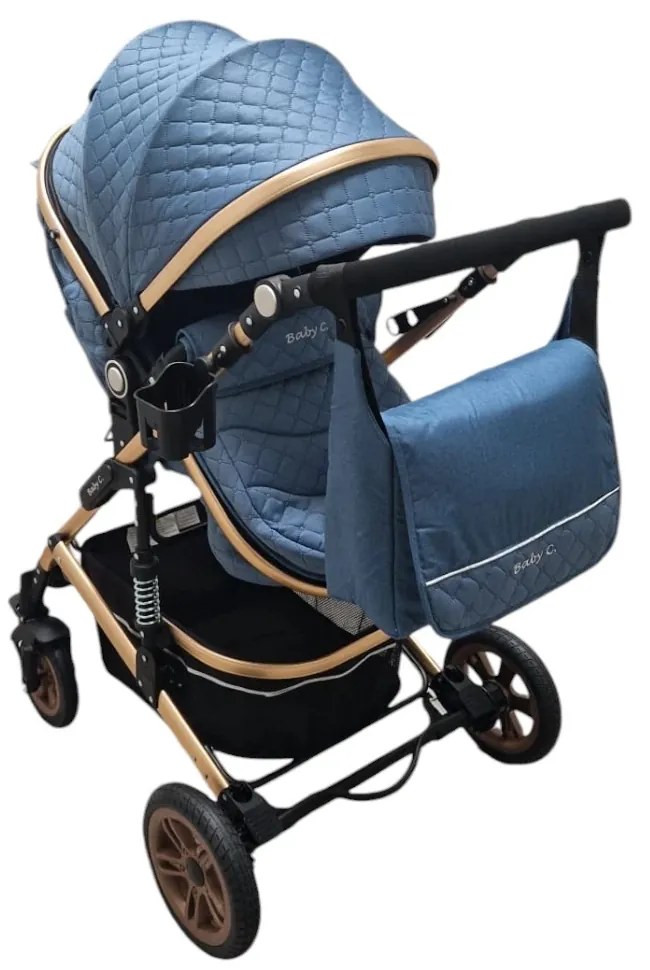 Carucior nou nascuti 2 in 1 Baby Care™ PRO 531, Cu geanta bebe, Cadru Aluminiu Gold , Amortizoare, Roti din cauciuc plin AVE, Spatar reglabil 3