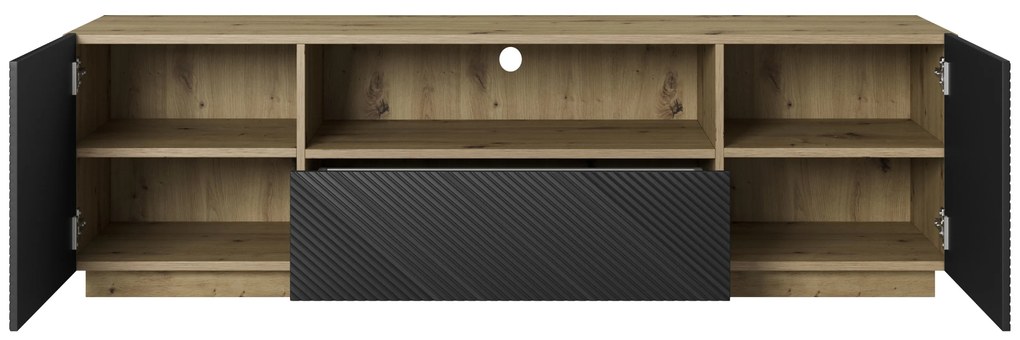 Comodă TV cu sertar și nișă Asha 167 cm - stejar artisan / negru mat