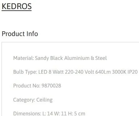 Spot LED aplicat stil minimalist KEDROS negru