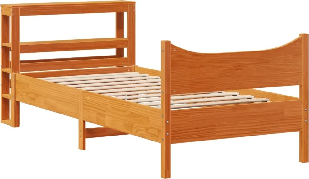 vidaXL Cadru de pat cu tăblie, maro ceruit, 75x190 cm, lemn masiv pin