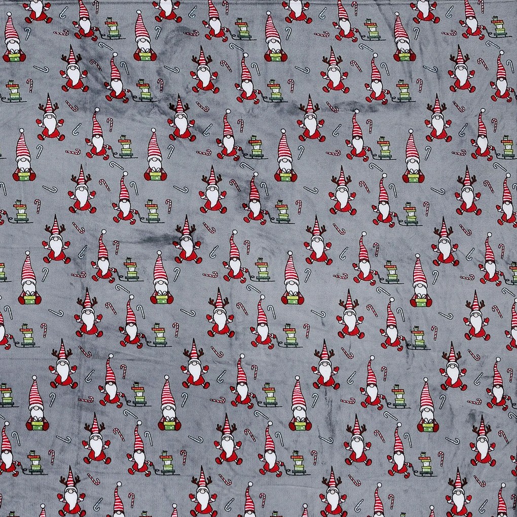 Pătură cu microplush de Crăciun gri închis CANDY CANE Dimensiune: 160 x 200 cm