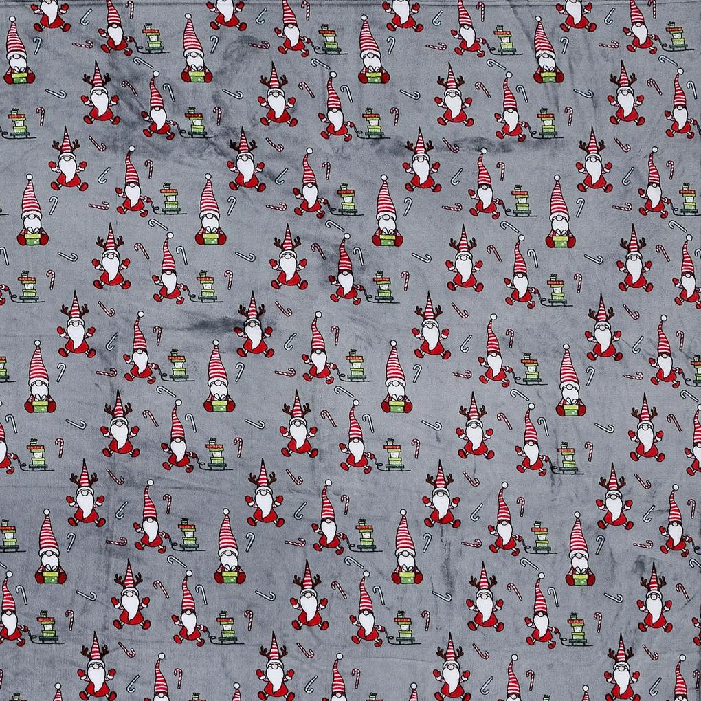 Pătură cu microplush de Crăciun gri închis CANDY CANE Dimensiune: 200 x 220 cm