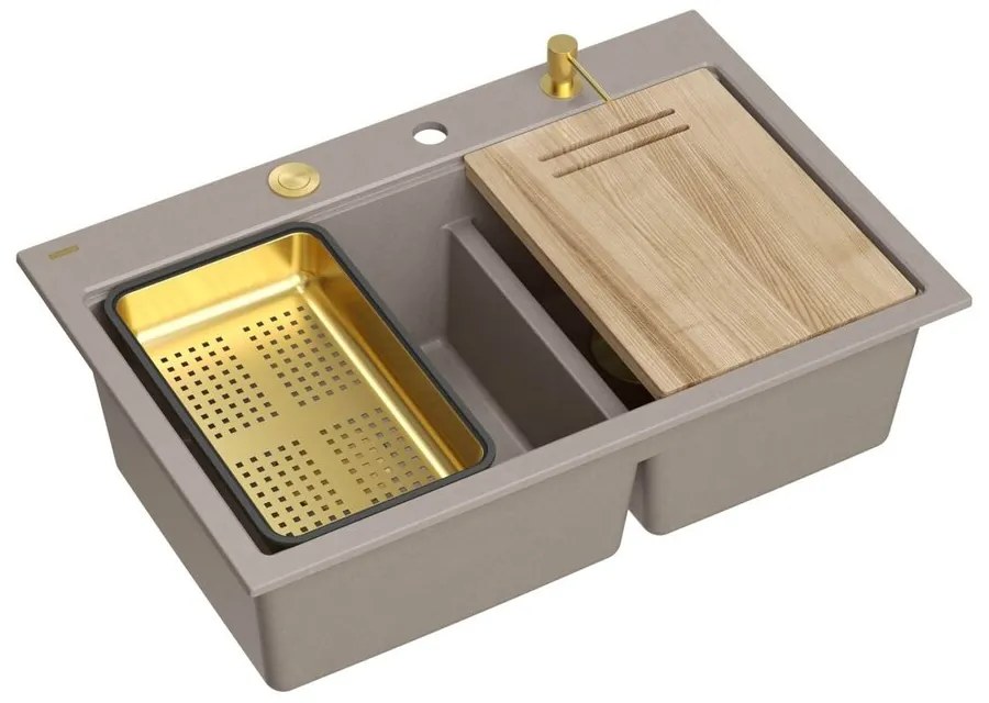 Statie de lucru incastrata Quadron Unique Marc 120 bej soft taupe - auriu 76x50 cm