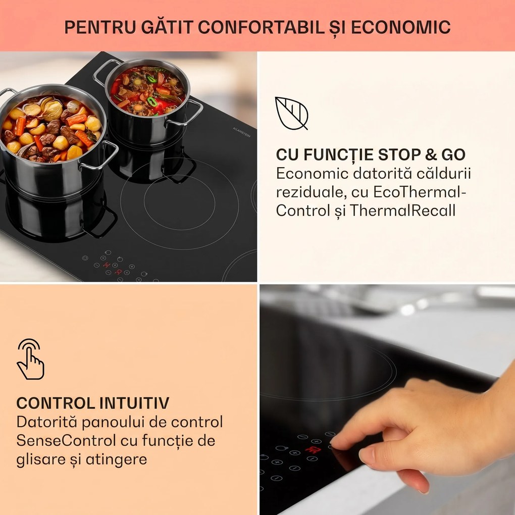 Klarstein Virtuosa 5, plită încorporabilă, 5 zone, 8200 W, sticlă ceramică