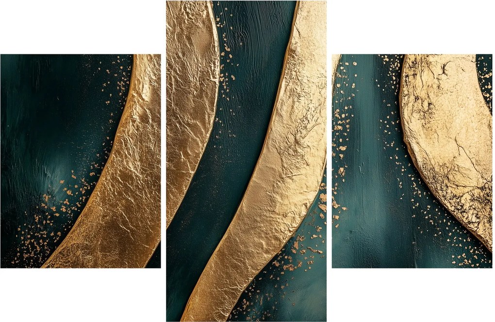 Tablou - Abstracție verde cu auriu I. (90x60 cm)