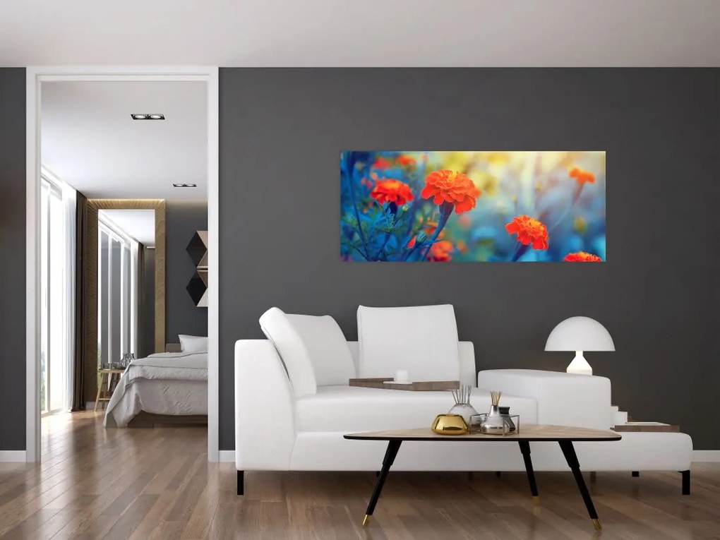 Tablou - Flori portocalii (120x50 cm)