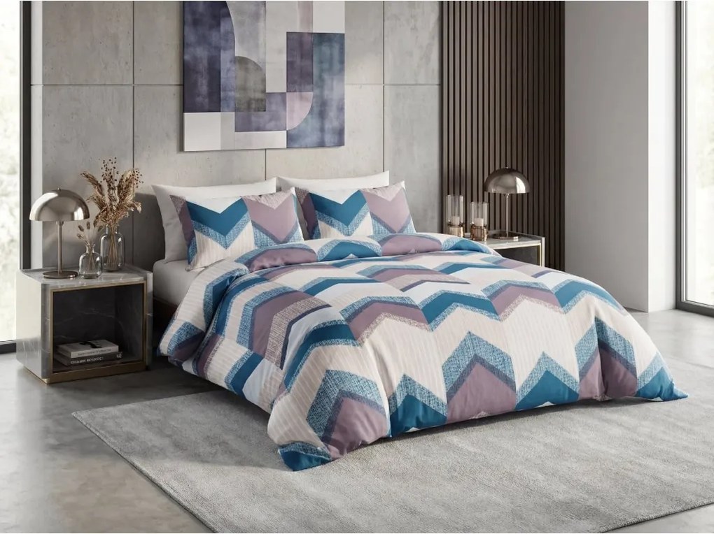 Lenjerie de pat din microfibra CHEVRONIX albastru-violet Dimensiune lenjerie de pat: 2 buc 70 x 80 cm | 160 x 200 cm