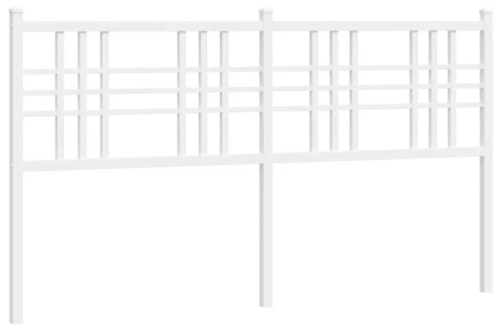 376408 vidaXL Tăblie de pat metalică, alb, 160 cm