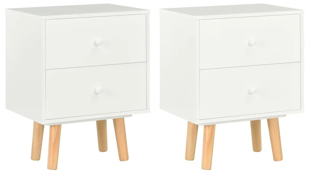 285224 vidaXL Noptiere, 2 buc., alb, 40 x 30 x 50 cm, lemn masiv de pin