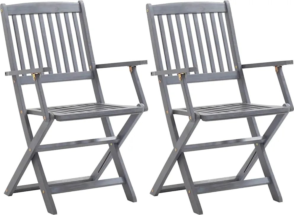 vidaXL Scaune de exterior pliabile, 2 buc., lemn masiv de acacia