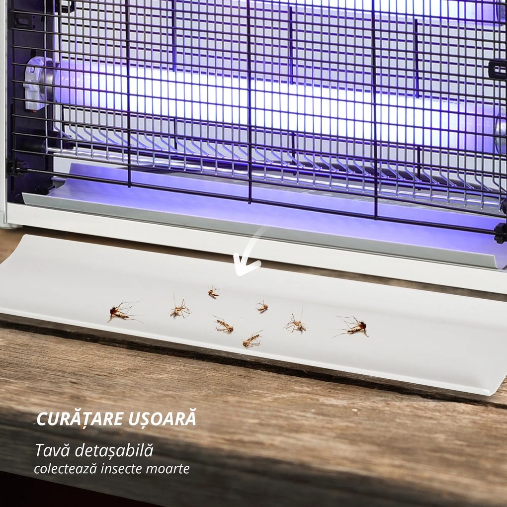Lampa pentru insecte si tantari Outsunny, 20W cu lumina LED UV, 39x8x28cm | Aosom RO