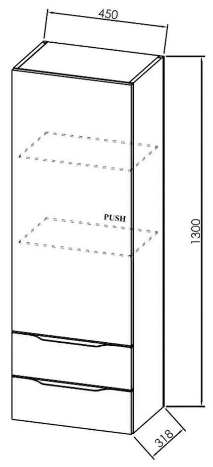 Dulap baie suspendat KolpaSan Malaya 45 cm cu 2 sertare si o usa, gri inchis Gri inchis