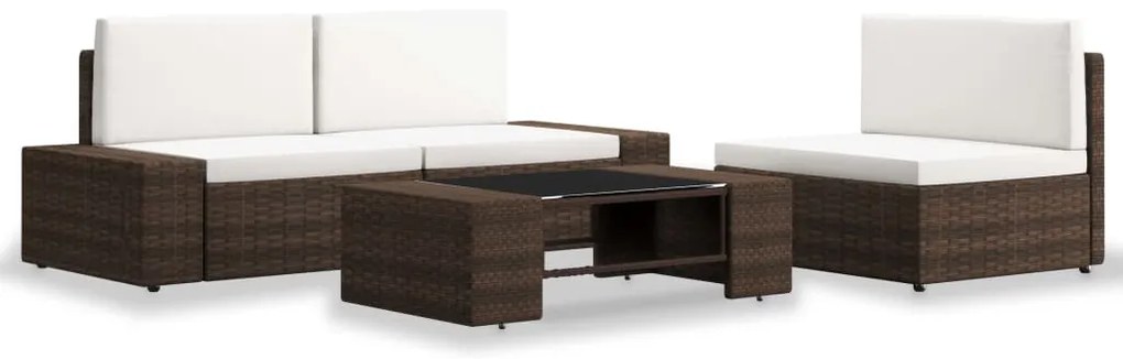 vidaXL Set mobilier de grădină, 4 piese, maro, poliratan
