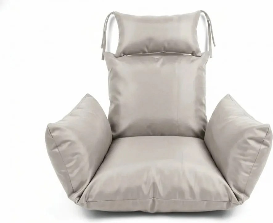 Scaun suspendat negru KOKON cu suport, perna deschisa