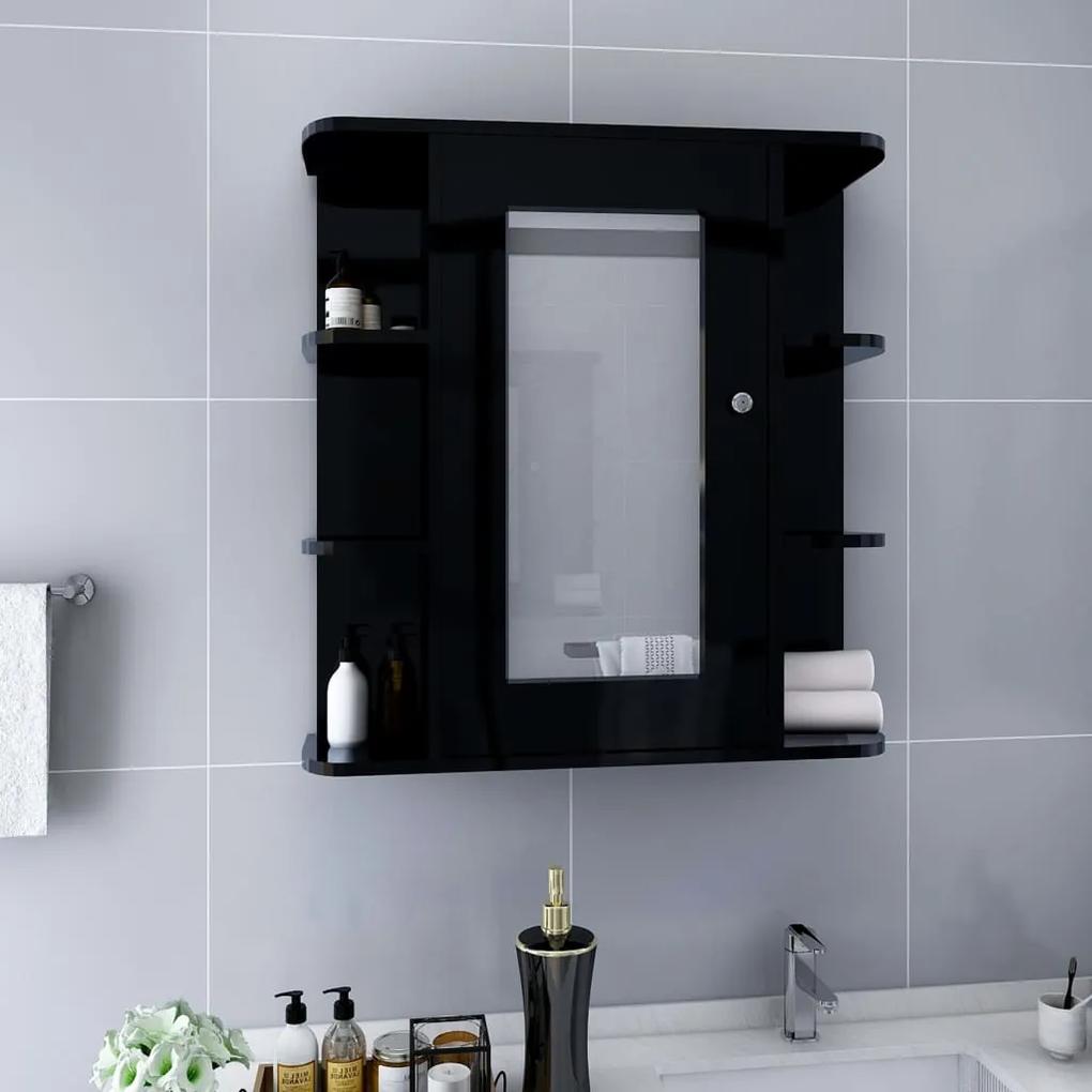 Dulap de baie cu oglinda, negru, 66x17x63 cm, MDF Negru