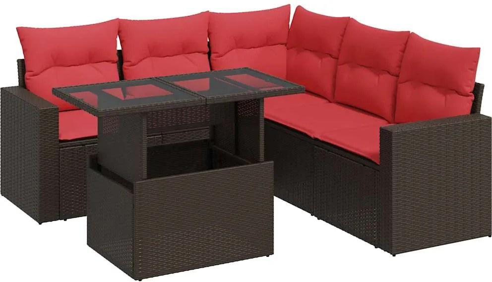vidaXL Set canapele de grădină cu perne, 6 piese, maro, poliratan