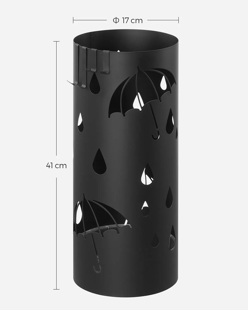 Suport metalic pentru umbrele ANABEL, 17x41 cm, negru SongmicsHome