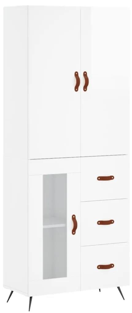3195933 vidaXL Dulap înalt, alb extralucios, 69,5x34x180 cm, lemn compozit