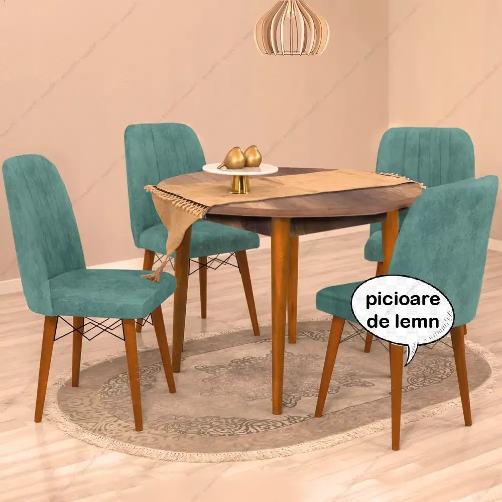 Masa bucatarie rotunda Brigitte, culoare nuc, 90 cm