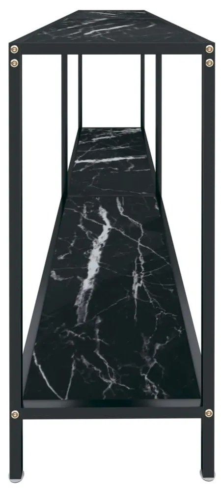 Masa consola, negru, 200x35x75,5 cm, sticla securizata 1, Negru marmura, 200 x 35 x 75.5 cm