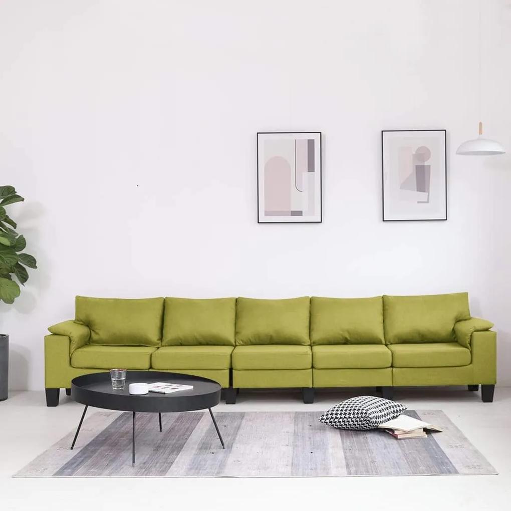 Canapea cu 5 locuri, verde, material textil