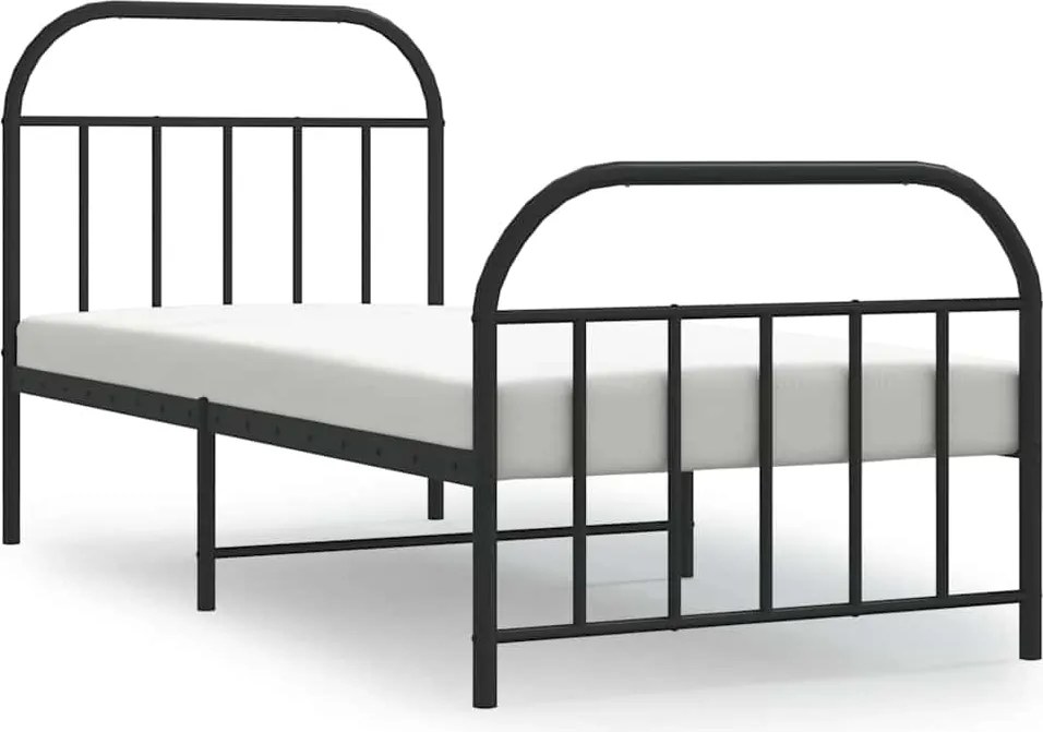 vidaXL Cadru pat metalic cu tăblii de cap/picioare, negru, 80x200 cm