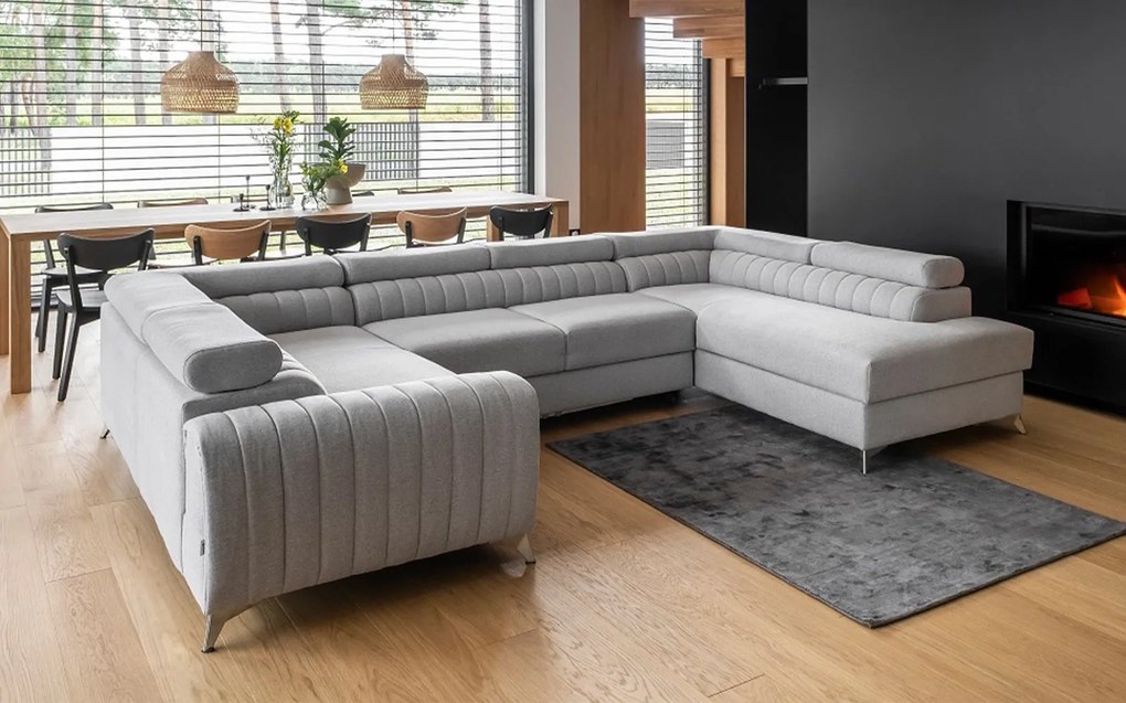 Colțar lemn masiv Formă U Extensibil Fabian 340x202cm Personalizabil - Vero 10, Dreapta