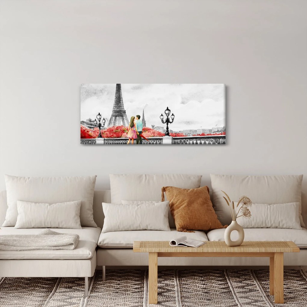 Tablou îndrăgostiții în Paris (120x50 cm)