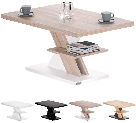 Deuba Masuta de cafea Detroit 90x60x45cm - alb/stejar