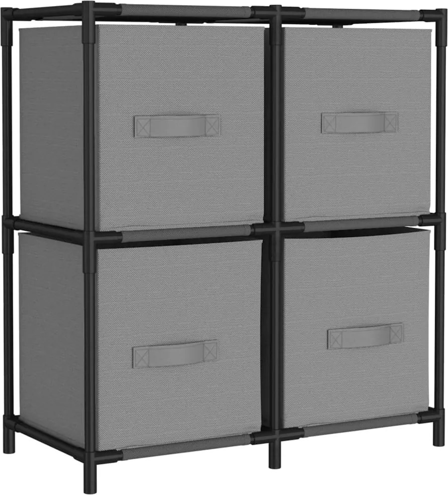 vidaXL Dulap de depozitare cu 4 coșuri textile, gri, 63x30x71 cm, oțel