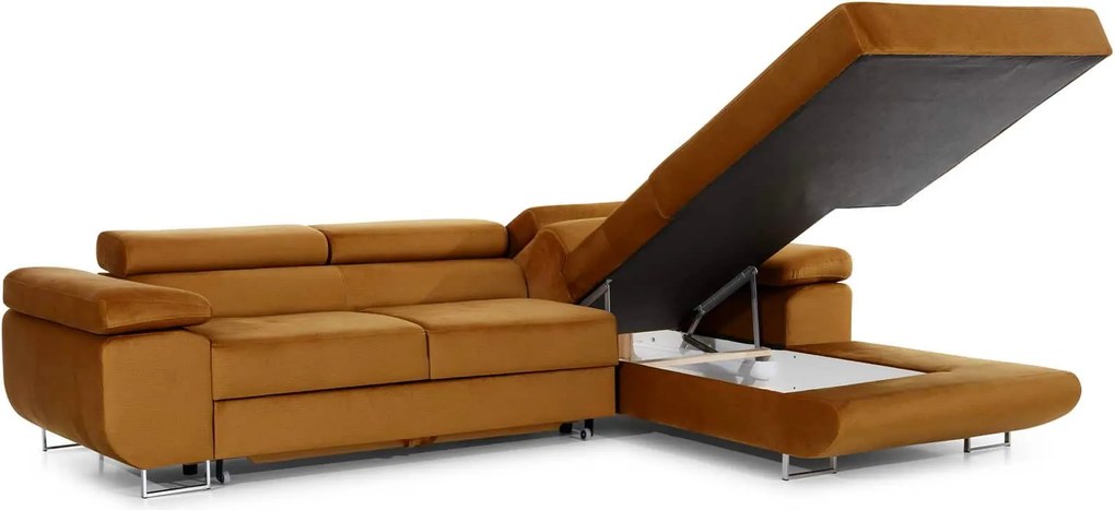 Colțar lemn masiv Extensibil Celis Ladă Depozitare Personalizabil, 289 × 203 × 85 cm