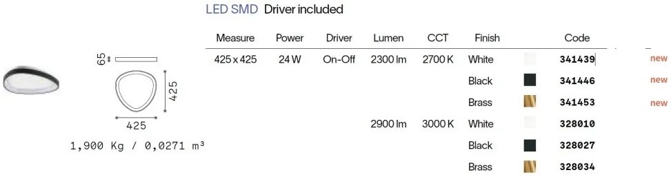 Plafoniera LED design circular Gemini pl d042 on-off 2700k alama
