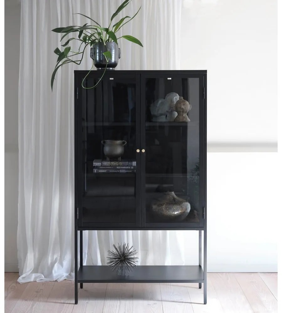 Vitrină neagră din metal 90x160 cm Carmel – Unique Furniture