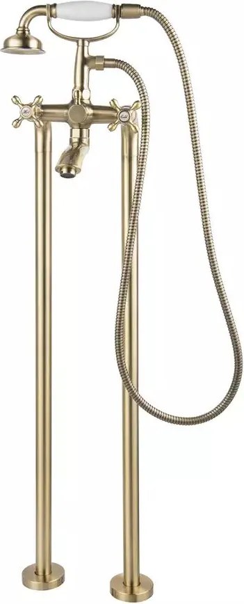 Baterie cada - dus freestanding FDesign Lacrima bronz periat cu set de dus