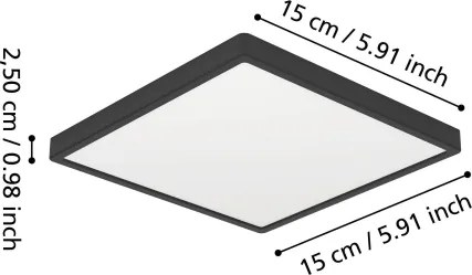 Eglo 901328 - Plafonieră LED pentru baie FUEVA LED/7W/230V 15x15 cm IP44 negru