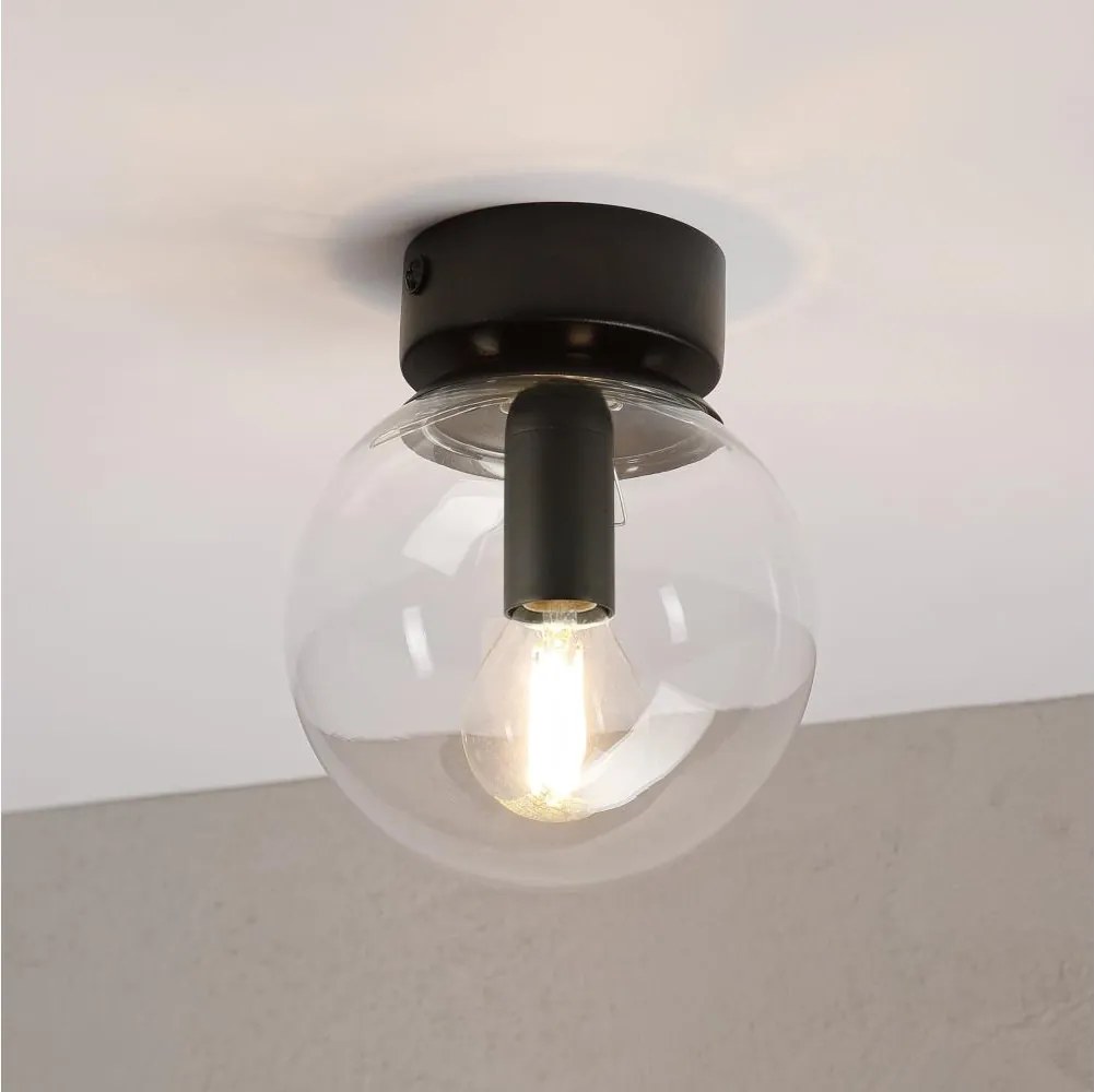 Plafonieră ELIAS 1xE14/5W/230V Ø 13 cm neagră/transparentă