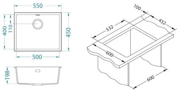 Chiuvetă de bucătărie ALVEUS 1150051 OMNI 55x45 cm alb