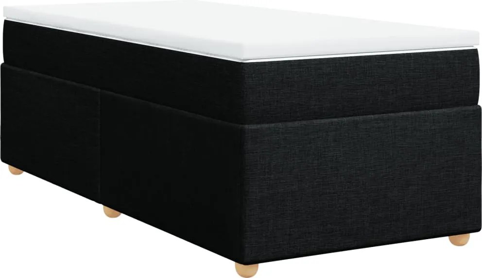 vidaXL Pat box spring cu saltea, negru, 90x200 cm, textil